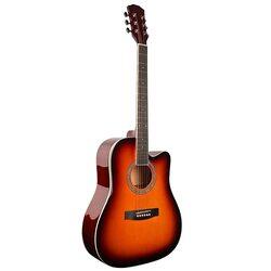 MegArya G40 Glossy Finish Acoustic Guitar, Roseboard Fingerwood, 3-Color Sunburst