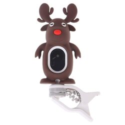 Moont LCD Display Cute Cartoon Reindeer Clip-On Tuner for Guitar/Ukelele/Violin Tuning, Brown