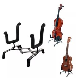 Decdeal Universal Foldable Ukulele Violin Stand Bracket with Adjustable Metal Holder, Black