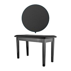 Daseey Padded Piano Bench Stool Solid Wood with Music Sheet Holder PU Leather Cushion for Piano Playing, Black