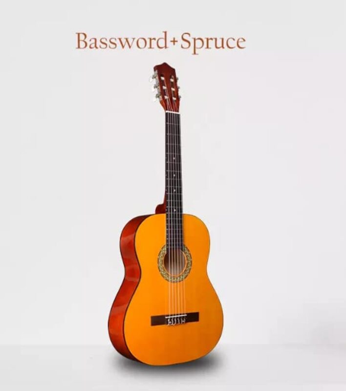 MegArya C40 Classical Guitar with Bag Stand Strings Pick and Belt, Rosewood Fingerboard, Yellow