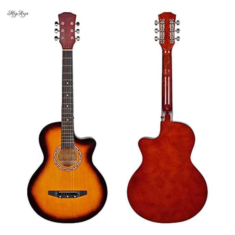 MegArya 3TS Acoustic Guitar With Bag, Dark Brown