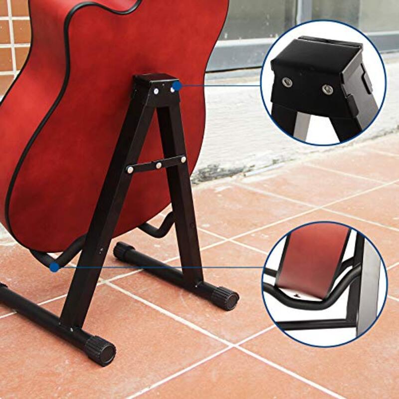 Aosivm A Frame Shape Universal Foldable Guitar Stand for Acoustic/Classic/Electric/Bass Guitar, 2 Piece Black