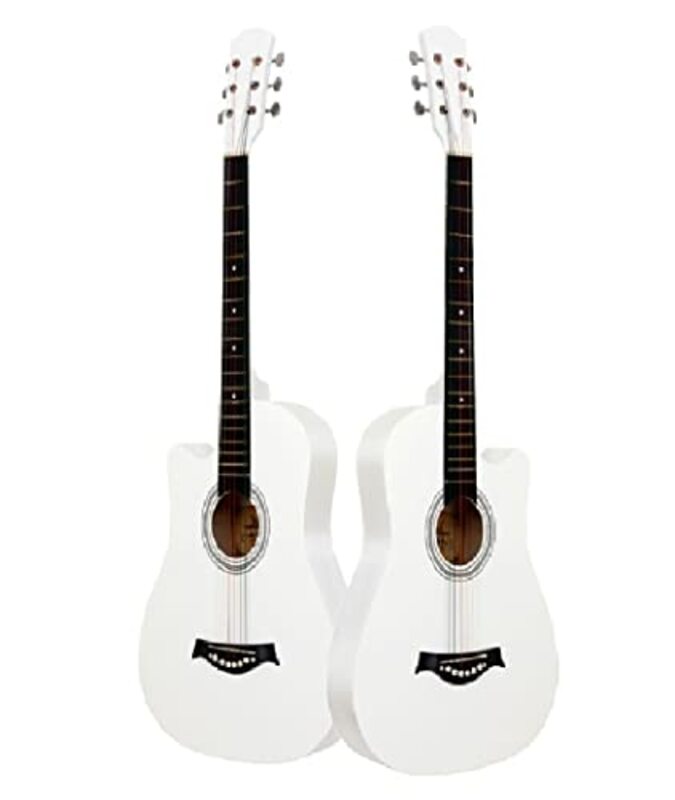 MegArya G38 Acoustic Guitar with 6 Strings, White