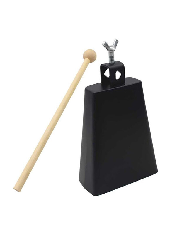 

MegArya Metal Percussion Cowbell Instrument with Stick for Music Lovers Beginners, 3 Inch, Black