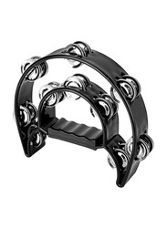 Megarya Double Row Metal Jingles Half-Moon Tambourine Versatile Percussion for Dynamic Performances, Black