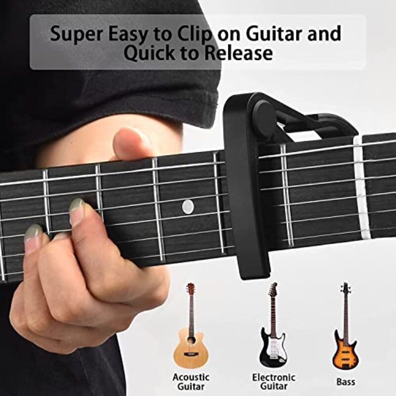 MegArya Guitar Tuner with Guitar Picks, Guitar Capo, Capo for Acoustic Guitar, Black