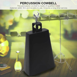 Durable Metal Percussion Cowbell Instrument with Stick, Black