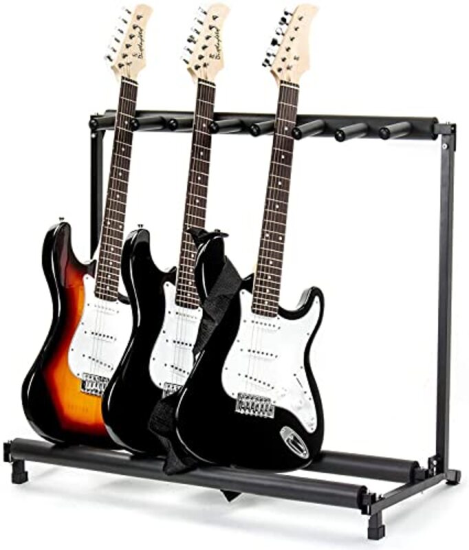 Display 4 Top Multi Guitar Stand 7 Holder Foldable Universal Display Rack, Black