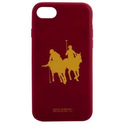 Santa Barbara Polo & Racquet Club Apple iPhone 7 Polo Leather Mobile Phone Case Cover, Red/Gold