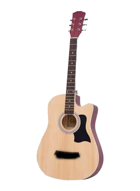 MegArya Handcrafted Veneer Solid Wood Acoustic Guitar with Good Tone Reflection, ABS Fingerboard, 38 Inch, Natural