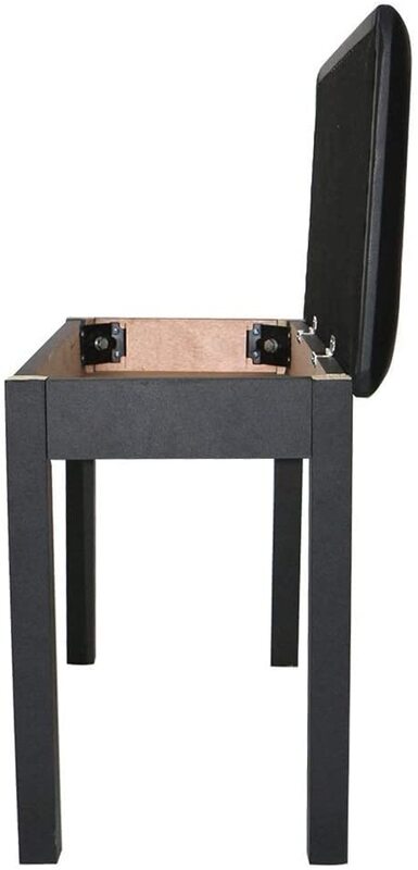 MUOart Wooden Piano Bench Stool with Music Storage, Black