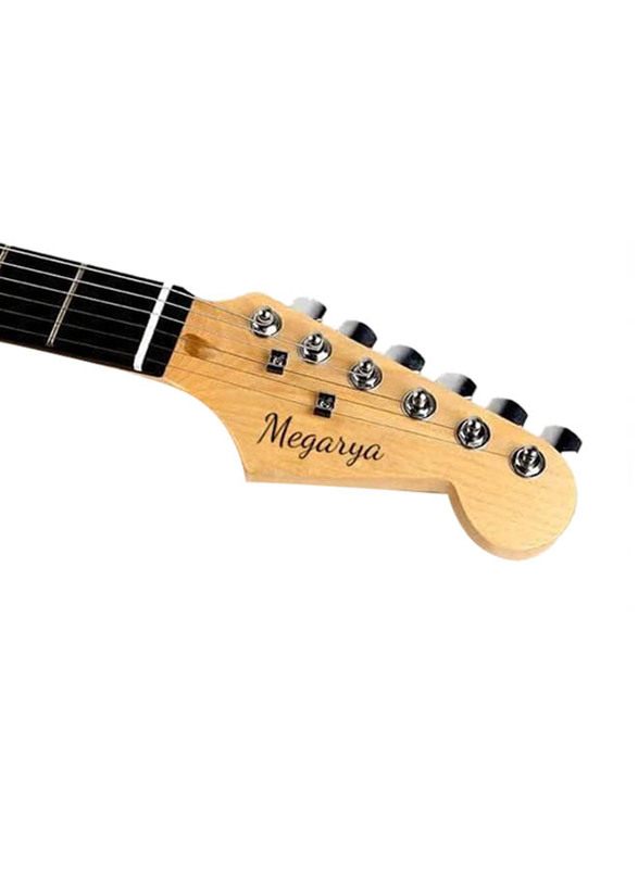 MegArya 6-String Solid Body Electric Guitar with Plastic Pearl Pickguard & String Tree, Rosewood Fingerboard, Black