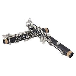 Andoer-1 Bb Flat Clarinet Bakelite Keys Woodwind Instrument with Carry Case, Black/Silver