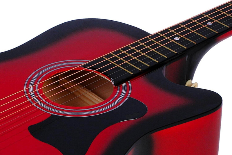 MegArya MF38 Flamingo Series Acoustic Guitar, Linden Wood Fingerboard, Red