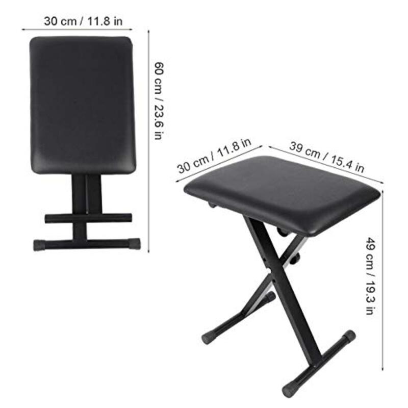 Fockety High Quality Iron Sponge Wood & Pu Keyboard Stool, Black