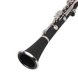 Decdeal Bb Flat Clarinet Bakelite Keys Woodwind Instrument with Carry Case, Black/Silver