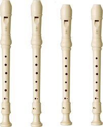 Megarya ABS 8 Hole Key C German Soprano Descant Recorder Flute with Cleaning Rod, 4 Pieces, Beige