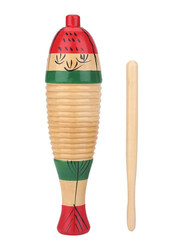 MegArya Fish Style Wood Guiro Percussion Instrument, Brown