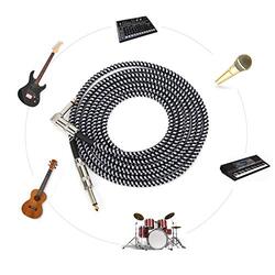 Evonecy Guitar Audio Cable for Keyboard Instruments Braided Thread, 6.35mm, Black & White