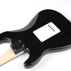MegArya 6-String Solid Body Alder Body Stainless Steel Frets Plastic Pearl Pick guard Electric Guitar, Black