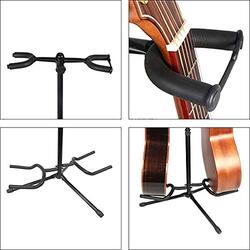 Sturdy Construction Frameworks Adjustable Double Guitar Stand, Black