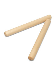 Tiger Music CLA7-NT Natural Wooden Claves, 2 Pieces, 20cm, Beige