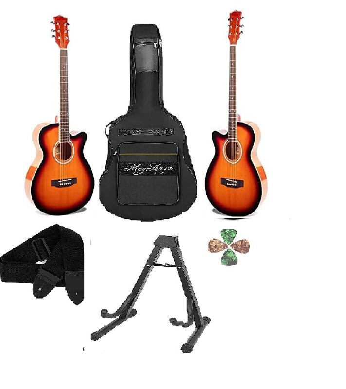 MegArya Acoustic Guitar with Bag/Picks/Strap and Guitar Stand, Brown