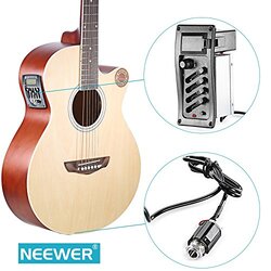 4-Band EQ Equalizer Piezo Pickup Pre-Amp Amplifier Tuner Acoustic Guitar Parts, EQ-7545R, Black