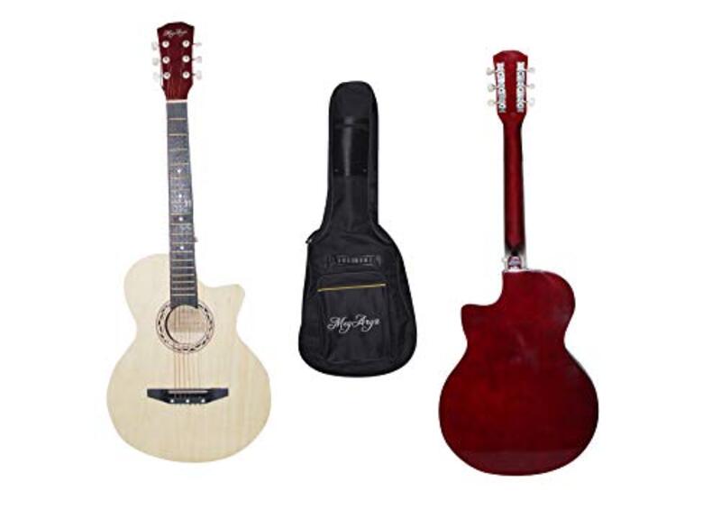 MegArya G38N Acoustic Beginner Guitar with 5mm Foam Bag, Strap & Picks Deal, Brown