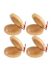 Wooden Rhythmic Battles Percussion Finger Castanets, 4 Pieces, Beige