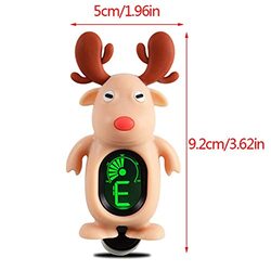 Moont LCD Display Cute Cartoon Reindeer Clip-On Tuner for Guitar/Ukelele/Violin Tuning, Beige