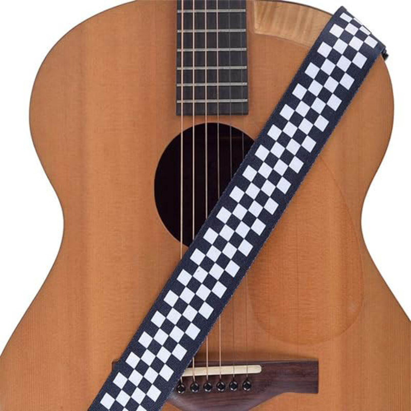 Vintage Chessboard Design Adjustable Strap for Electronic Guitar, Acoustic Guitar, Bass Guitar, Black/White