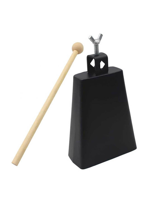 Durable Metal Percussion Cowbell Instrument with Stick, Black