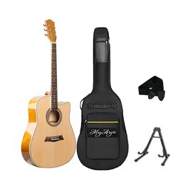MegArya 40inch Acoustic Guitar with Bag Strap and Stand, Wood Fingerboard, Natural