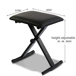 Generic WHR-HARP Double X Keyboard Stand and Bench Set with Infinitely Adjustable, Heavy Steel Construction and Pure Locking System Support Stand, Black