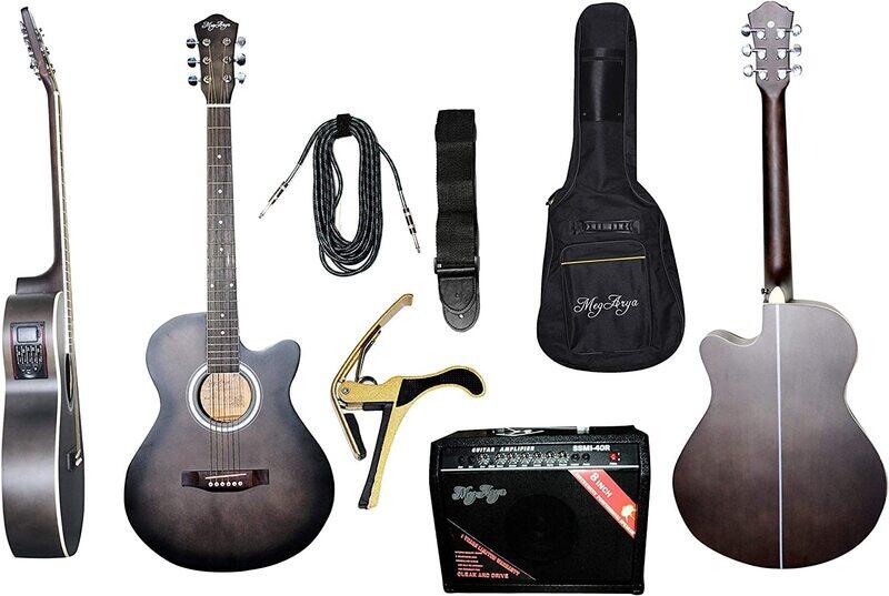 

MegArya Bks Semi Acoustic Guitar with Equaliser/Amplifier/Capo/Cable/Bag and Strap, Black