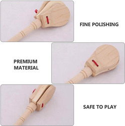 Wooden Castanets Clapper with Long Handle, Beige