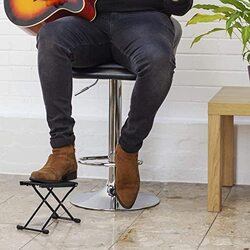 Guitar Footstool Height Classical Acoustic Electric Guitar Adjustable Folding Footrest, Black
