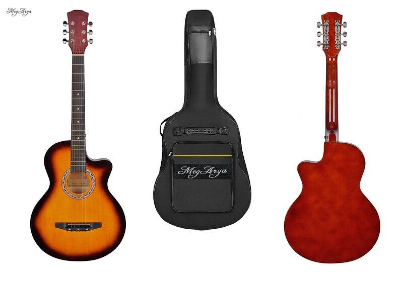 MegArya 3TS Acoustic Guitar With Bag, Dark Brown