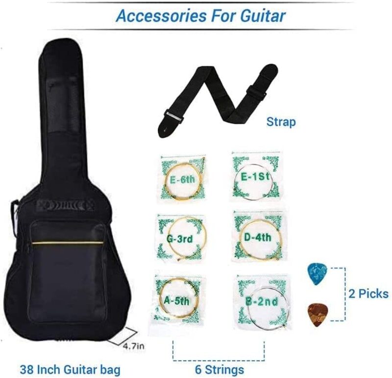 MegArya Acoustic Guitar Combo Pack Guitar Bag, Natural