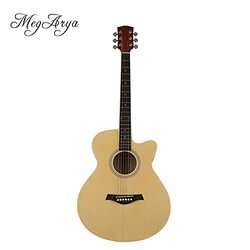 MegArya Natural Acoustic Guitar With Bag & Picks & Strap, Beige