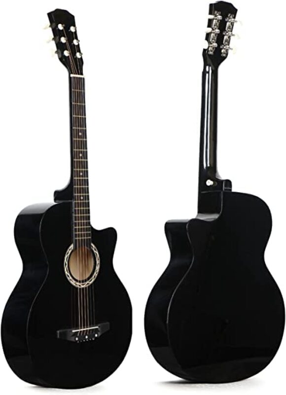 MegArya Acoustic Guitar With Bag & Picks & Strap, Black