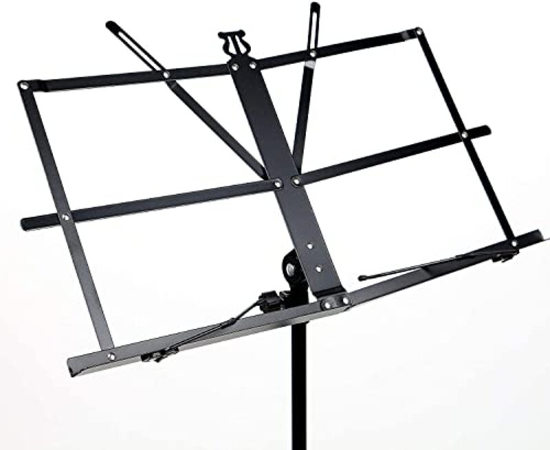 MegArya 2 in 1 Sheet Metal Portable Solid Back Music Stand with Carrying Bag, Black