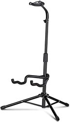 Adjustable Guitar Stand; Holds Single Electric or Acoustic Guitar, 3 Pieces, Black