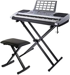 Megarya Double X Keyboard Stand & Bench Set, Black