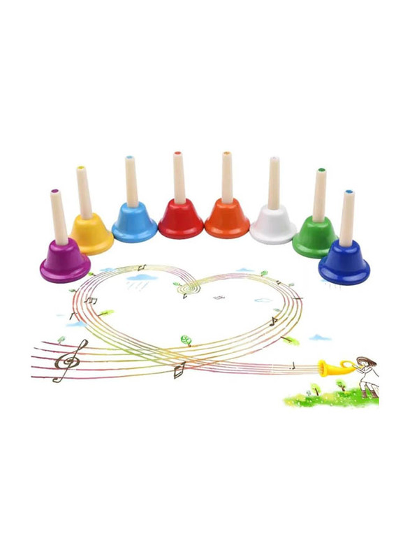MegArya Percussions 8-Note Colourful Metal Handbell Set, 8 Pieces, Multicolour