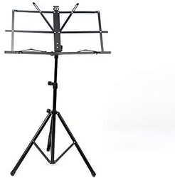 MegArya 2 in 1 Sheet Metal Portable Solid Back Music Stand with Carrying Bag, Black