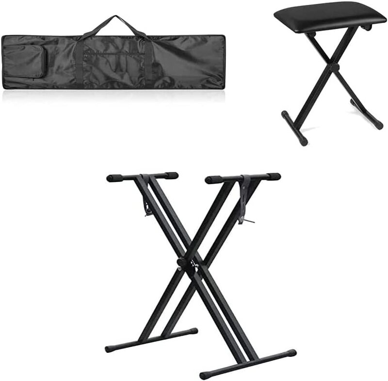 Megarya Double X Keyboard Stand & Bench Set with Keyboard Bag, Black