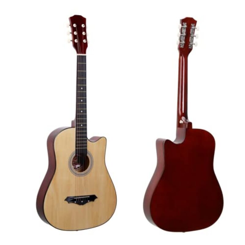 MegArya FS80C Natural Concert Cutaway Guitar with Bag Capo Belt Pick Hanger Strings, Rosewood Fingerboard, Natural